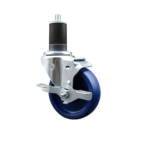 Service Caster 4'' SS Solid Poly Swivel 1-5/8'' Expanding Stem Caster with Brake SCC-SSEX20S414-SPUS-TLB-158